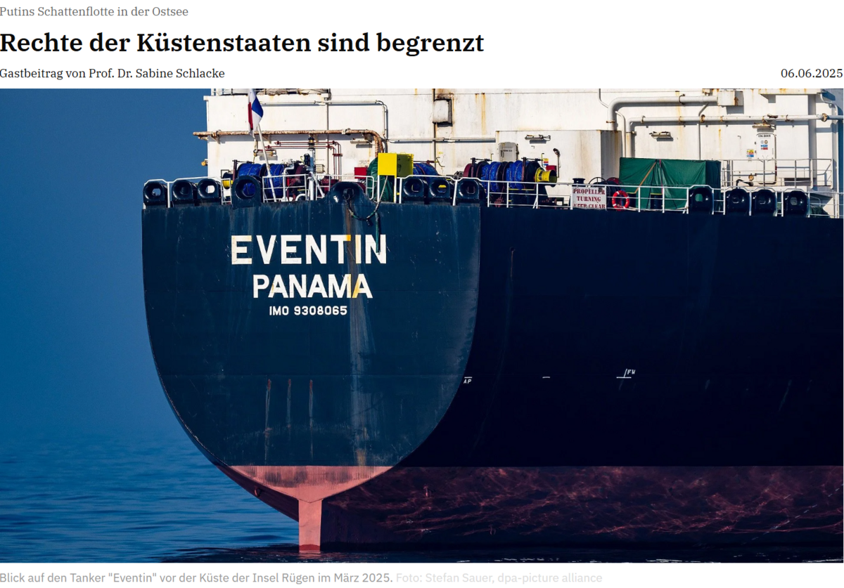 Putins Schattenflotte in der Ostsee - Rechte der Küstenstaaten sind begrenzt