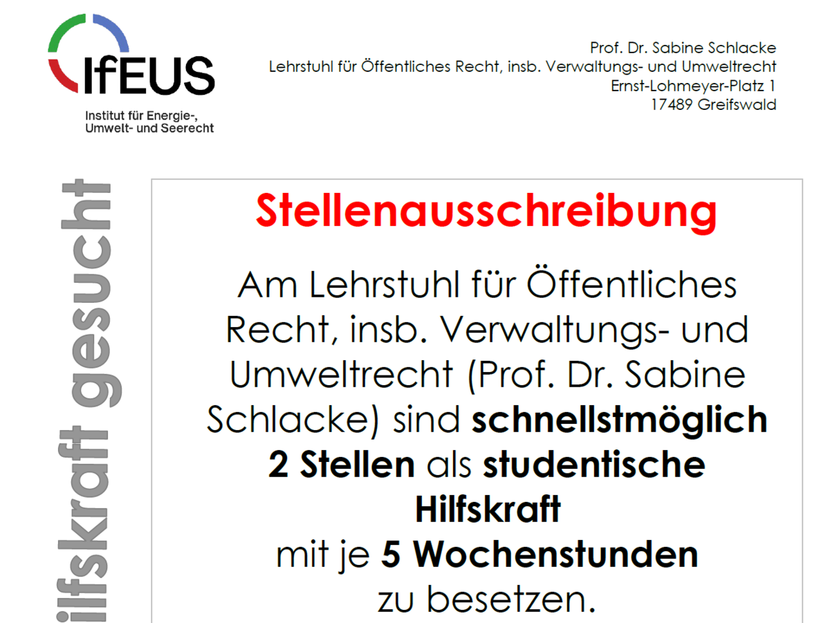 Studentische Hilfskraft gesucht